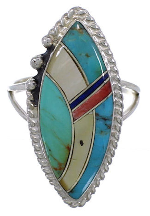 Genuine Sterling Silver Multicolor Jewelry Ring Size 7-1/4 UX33674